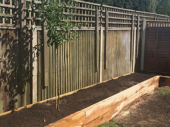 Newly constructed oak sleeper borders