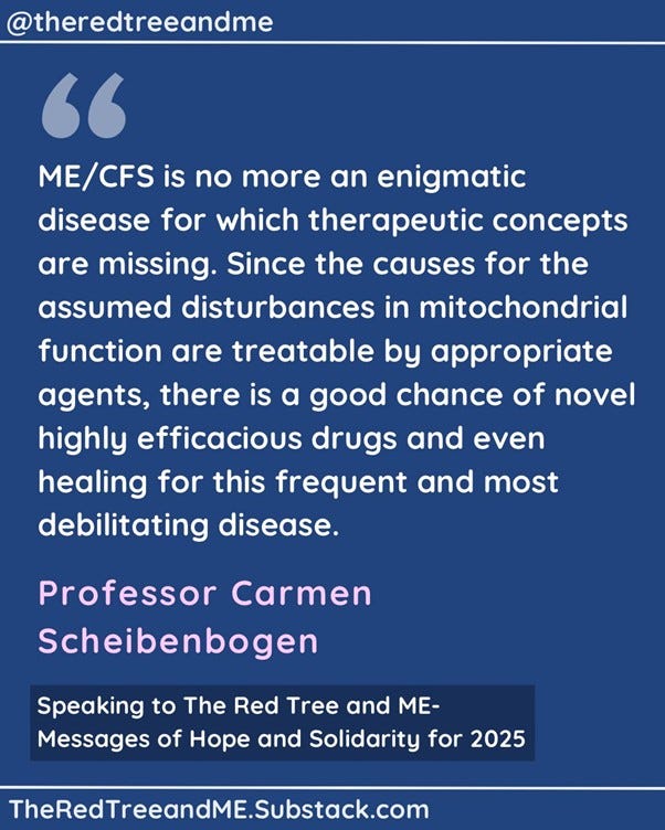 ME/CFS is no more an enigmatic disease for which therapeutic concepts are missing. Since the causes for the assumed disturbances in mitochondrial function are treatable by appropriate agents, there is a good chance of novel highly efficacious drugs and even healing for this frequent and most debilitating disease.