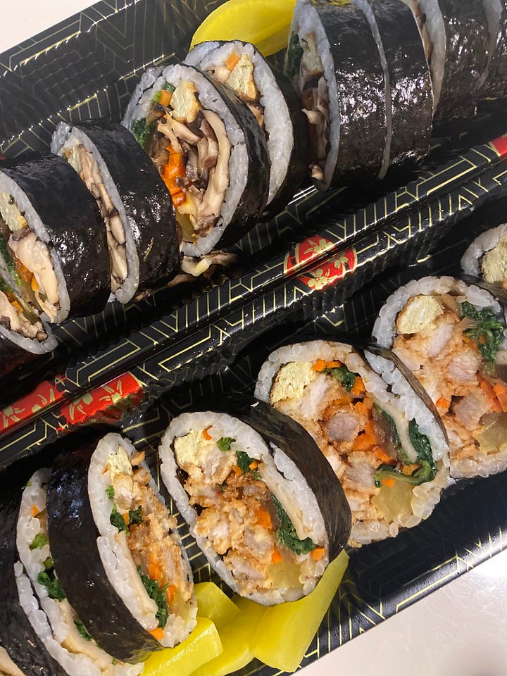 beef noodle soup from Apou's Taste and donkatsu kimbap from kimbap nara in Flushing