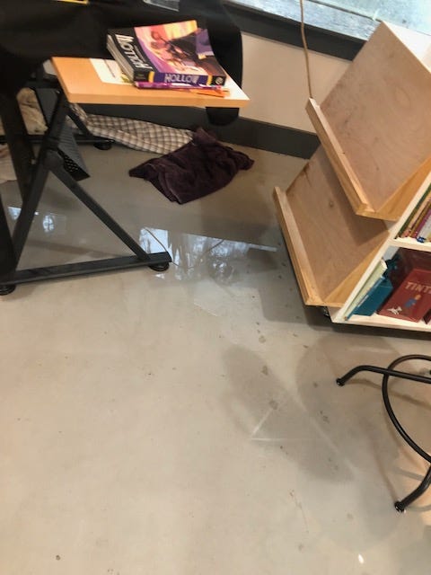 flooding in a comic shop