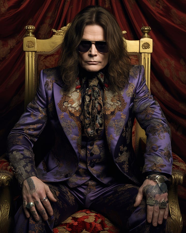 Ozzy Osbourne in a Gucci outfit by MJ and SDXL