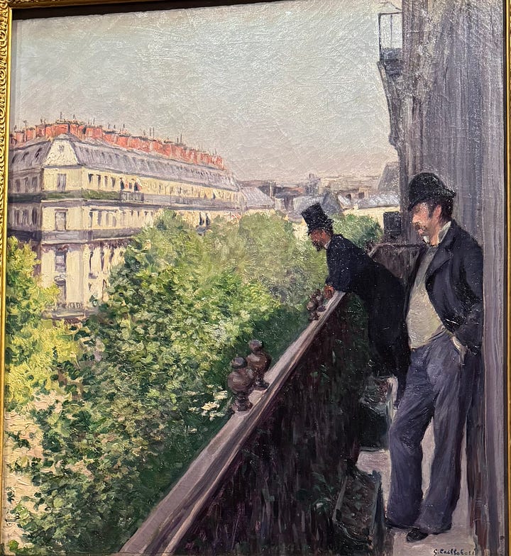 Four paintings by Gustave Caillebotte with unusual angles