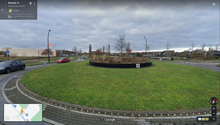 Two roundabouts found in the Netherlands with centre islands.