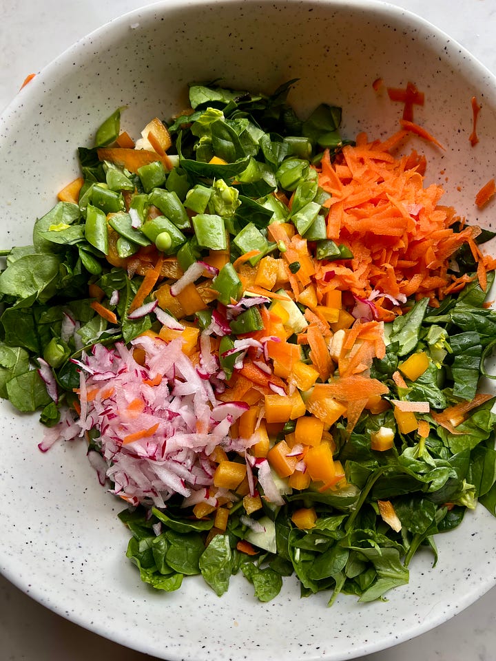 Ingredients in BBQ Chicken Chop Salad.