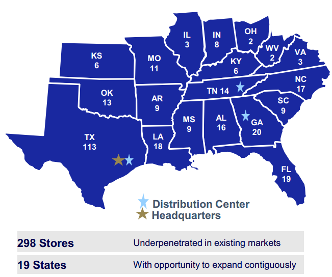 Store footprint for Academy Sports and Dick's