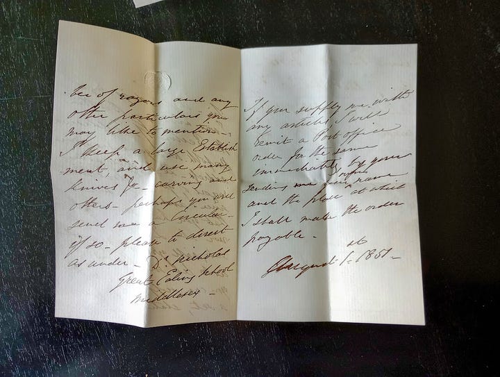 Handwritten letter on two sheets, three pages