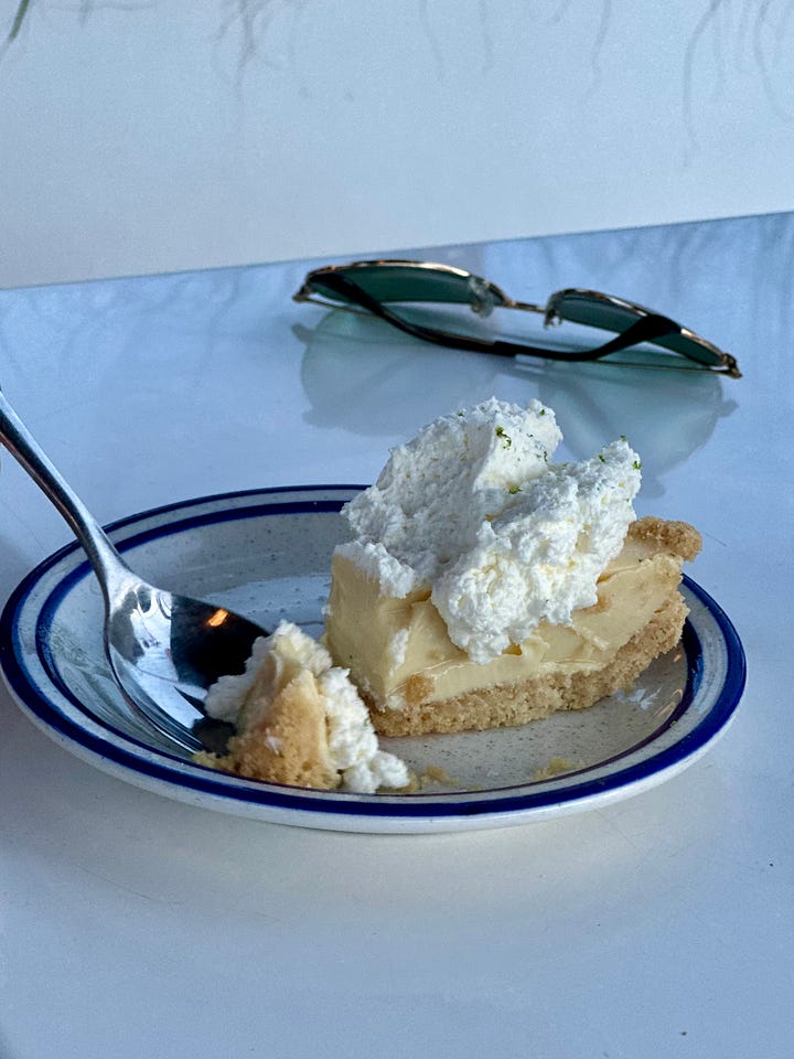 Desserts at the Homeport on Martha's Vineyard: key lime pie and blueberry cobbler.