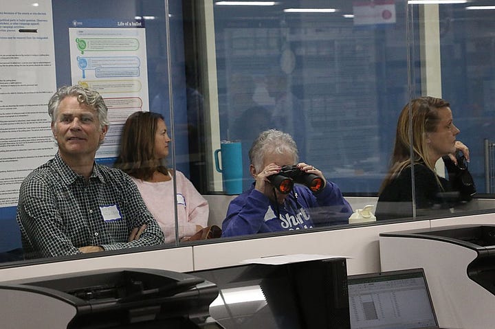 Voting results are posted at the Fulton County Election Hub and Operation Center in Fairburn, Georgia. Christian Monterrosa/Bloomberg/Getty Images. Election observers watch ballots being sorted and counted in Reno, Nevada. Jason Bean/Reno Gazette-Journal/USA Today Network/Imagn Images. Observers watch as ballots are scanned in Philadelphia. Leah Millis/Reuters. Election workers process mail-in ballots in West Chester, Pennsylvania. Matt Slocum/AP.