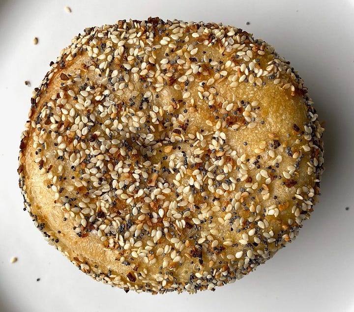Bottoms of the plain and everything bagel. 