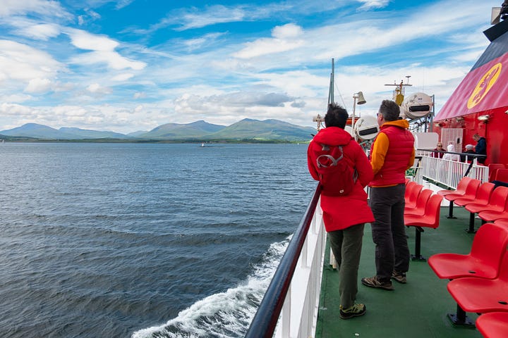 On the ferry from Oban to Craignure, Mull; Lochbuie camping spot; memorial to King Edward VII's coronation; Old Post Office Tea Room Lochbuie © Felicity Martin