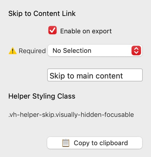 VH Helper Options