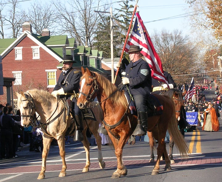 Civil War officers on horseback.