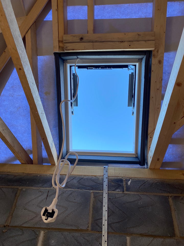 Velux window positioned in the roof