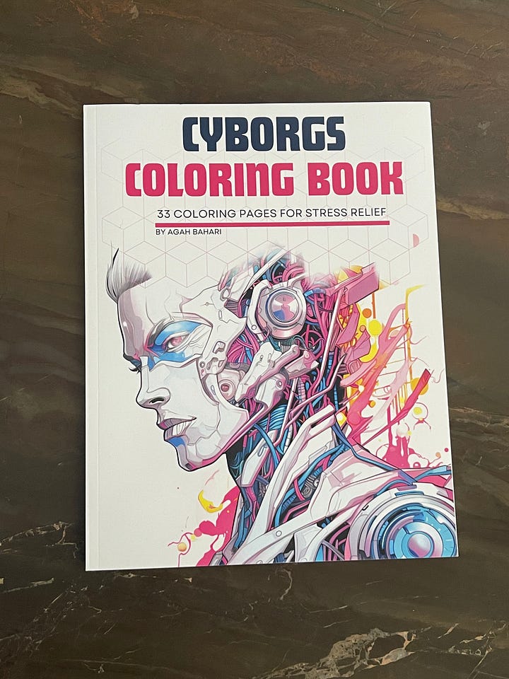 Cyborgs Coloring Book and sample page