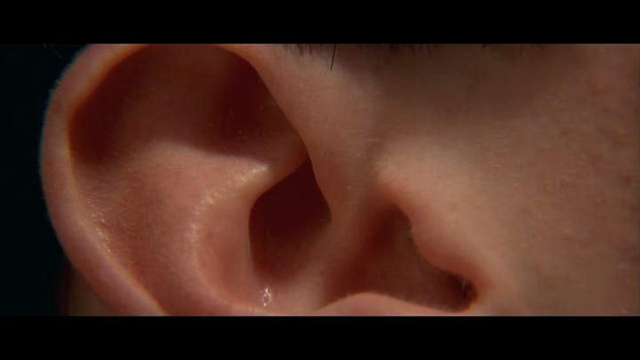 a close up of actor Kyle MacLachlan's face and ear