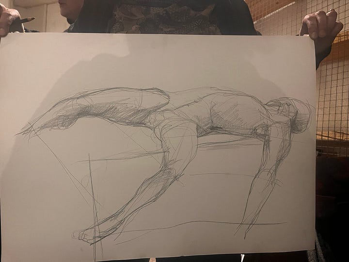 Life drawing of male nude