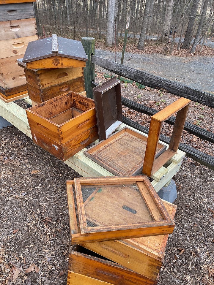 Beehive equipment and platform.
