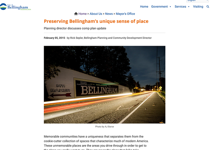 snapshots of AJ's photography used in the bellingham herald and on the COB websites