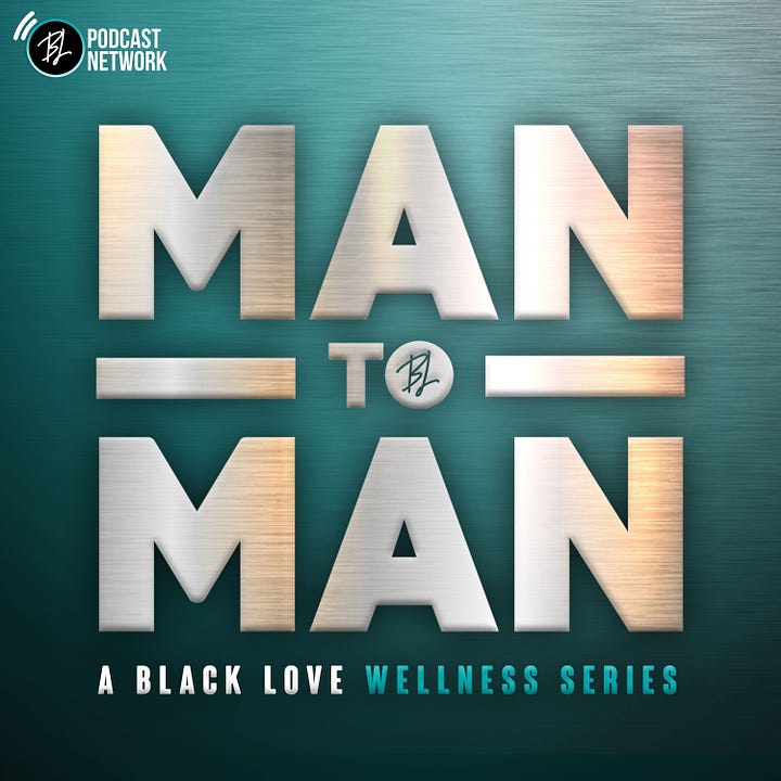 Logo for Black Love Podcast Network's Man To Man podcast launching on Feb 2, 2023