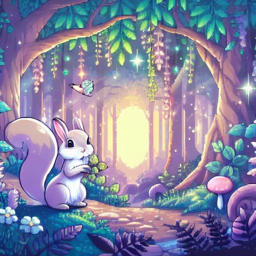 Squirrel vs. Bunny in a magic forest