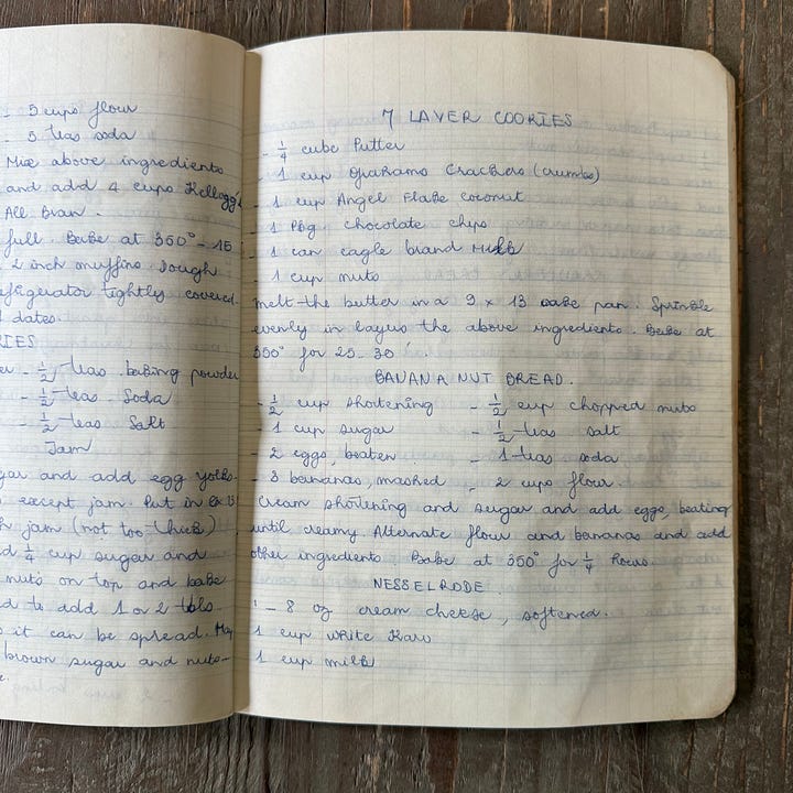 Mom's recipe notebook