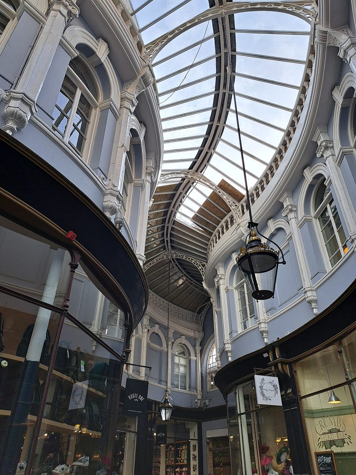 Cardiff Arcades, including cheese shop Ty Caws