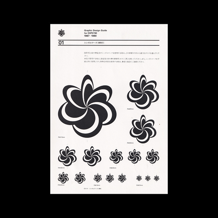 Sheet sfrom the Expo 90 visual identity designed by Mitsuo Katsui in 1987