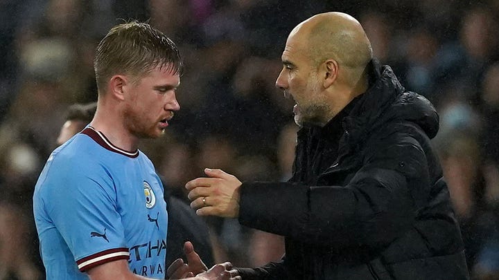 Pep Guardiola and some great players he has coached.