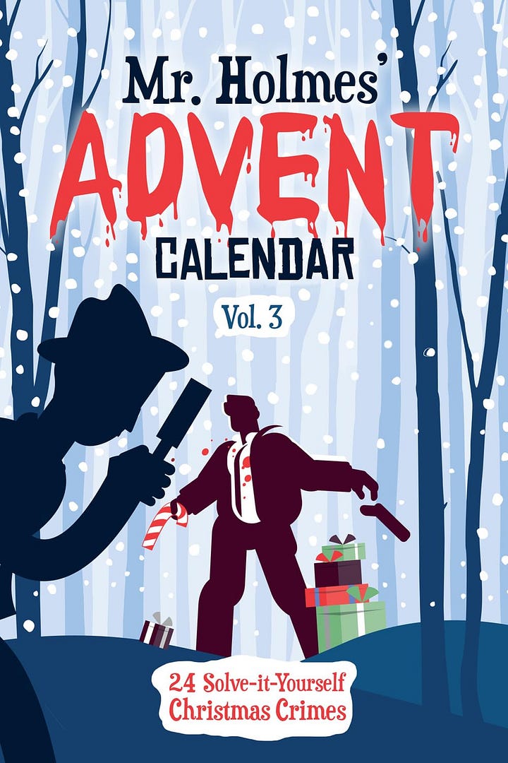 Four images of Mr. Holmes' Advent Calendar books from MX Publishing