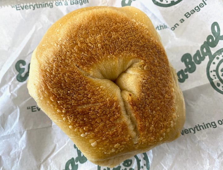 The bottoms of the plain and everything bagel