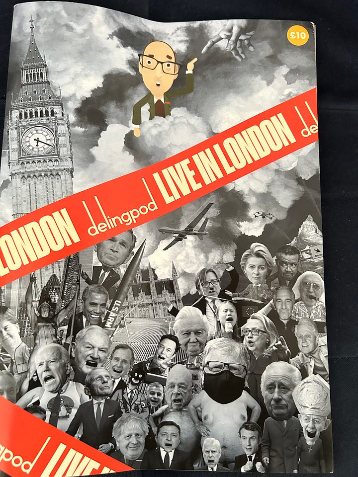 Cover of the limited edition booklet for Delingpod Live in London and the double page spread feature