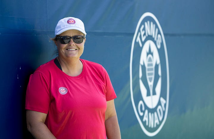 Noëlle van Lottum, Head Women's National Coach at Tennis Canada. Victoria Mboko, Bianca Andreescu and Leylah Fernandez.