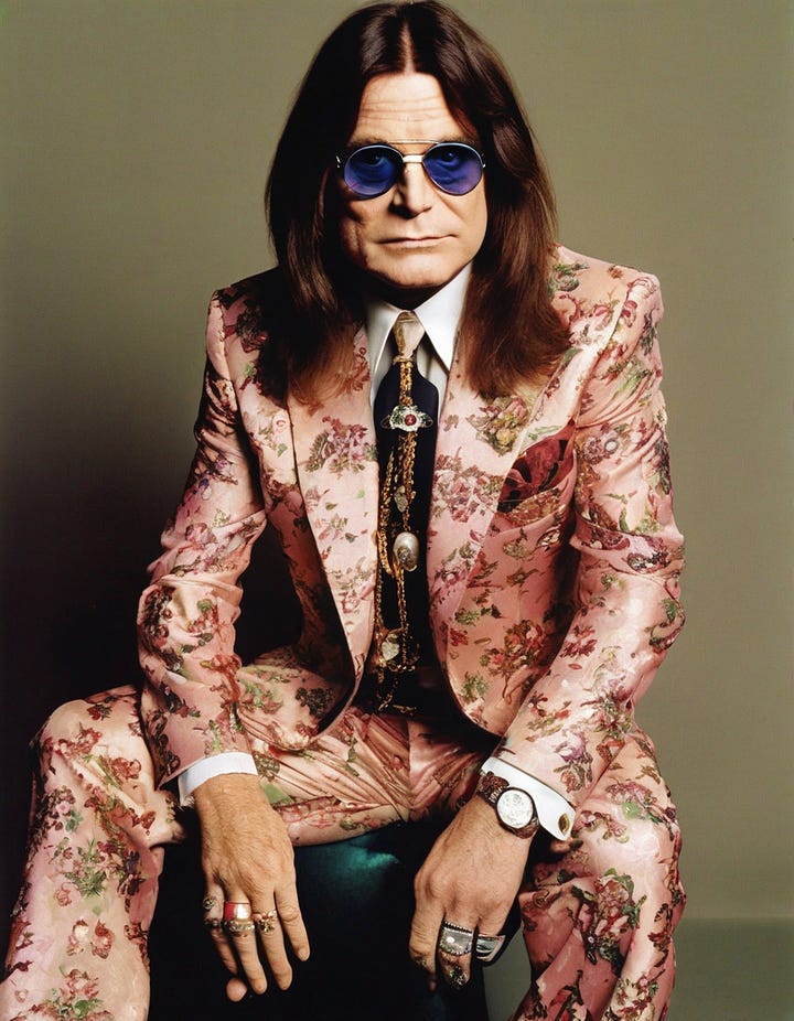 Ozzy Osbourne in a Gucci outfit by MJ and SDXL