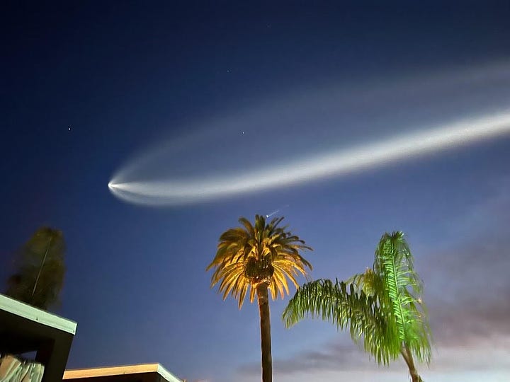 The impacts of the SpaceX Falcon 9 launching in the sky showing imagery that look like portals opening to the universe