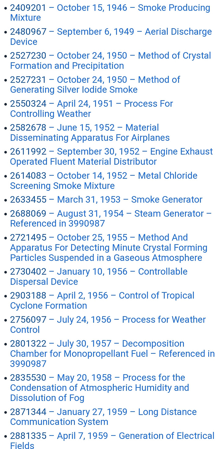 Weather Modification Patents