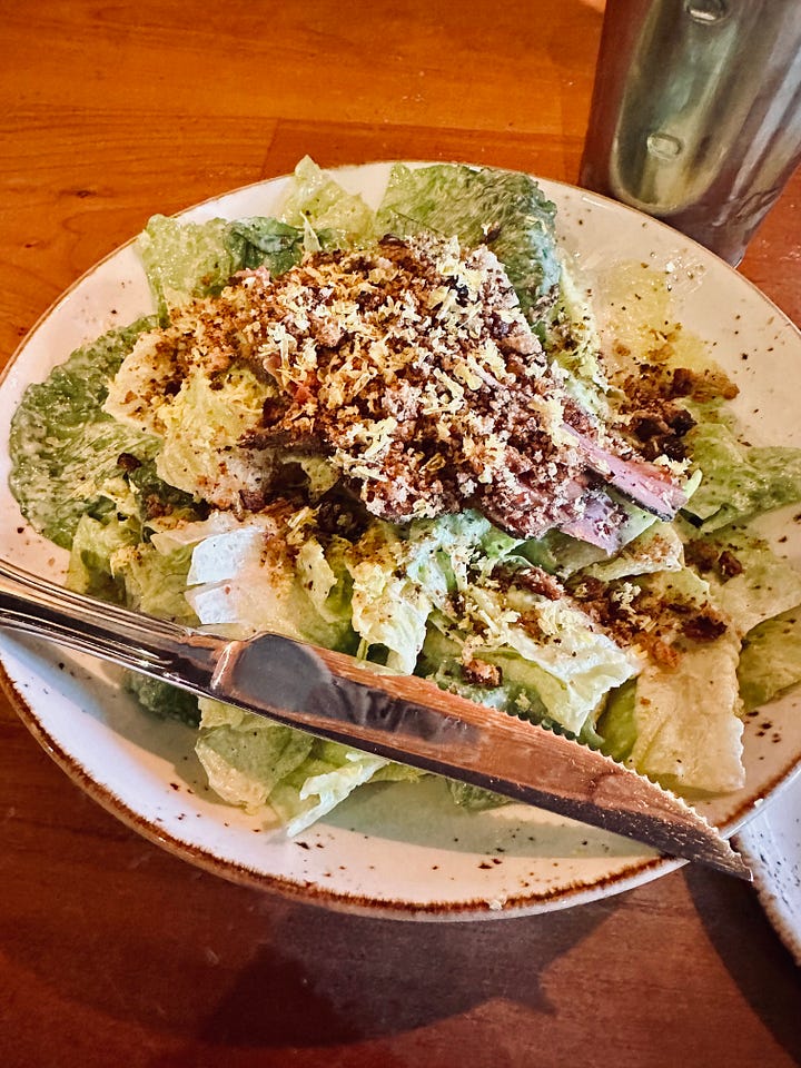 photos of the delicious duckfat poutine (with duck confit) and the duckfat caesar salad.