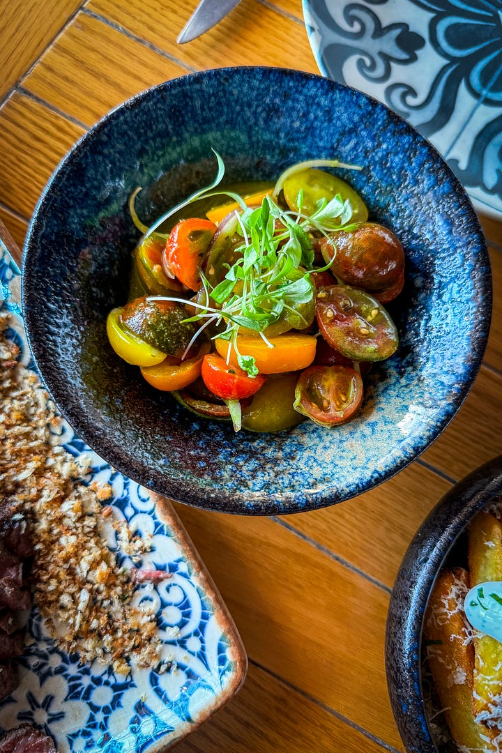 Wagyu picanha with feijoada and Algarve tomato salad