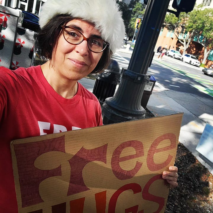 Free hugs at the farmers market