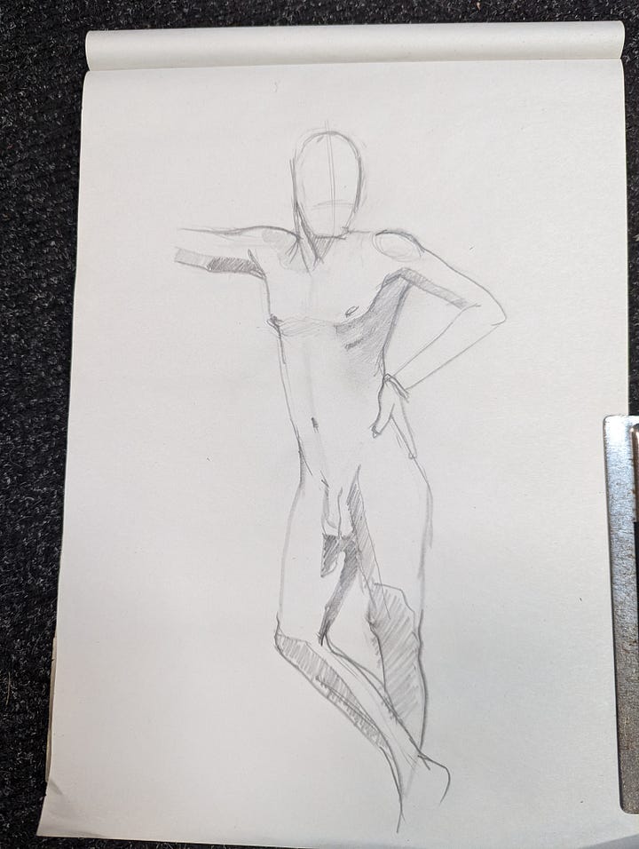 life drawings of a male nude in cardiff