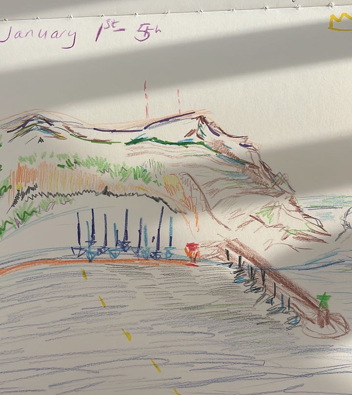 The view in Javea, and my hand-drawn version