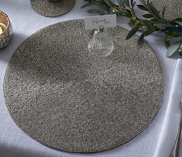 silver beaded placemats