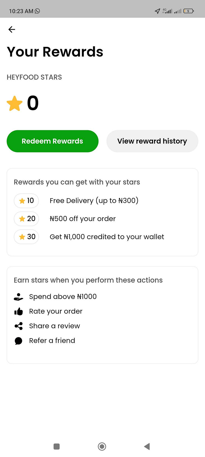 The V1 of HeyFood's reward program (HeyFood Stars)