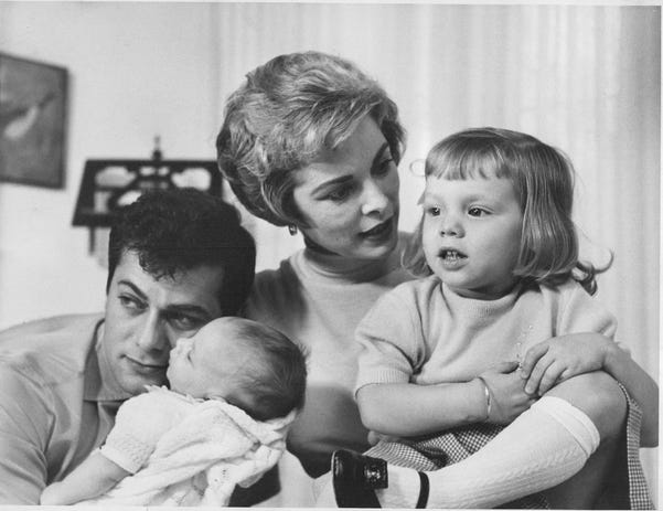 Tony Curtis and Janet Leigh and their daughters Kelly Curtis and Jame Lee Curtis