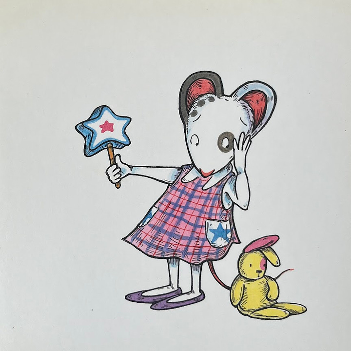 book cover showing a little mouse girl holding her stuffed animal and an ice cream popsicle