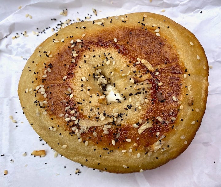 Plain bagel and everything bagel bottoms