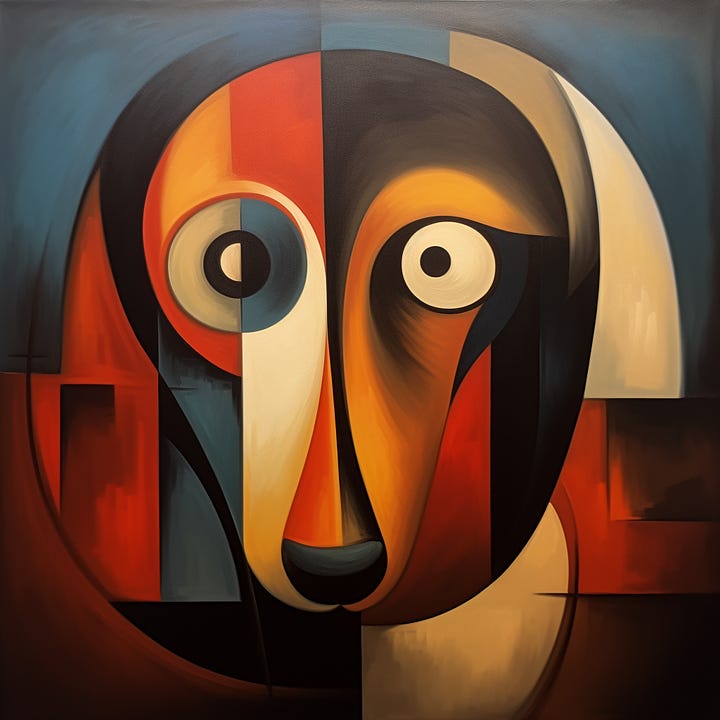 Comparison of the Dachshunds with more or less impact of the cubist art