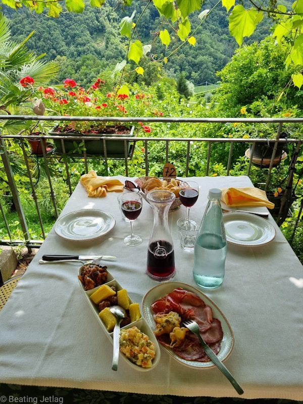 Lunch in a typical Trattoria in the Prosecco wine region, italy