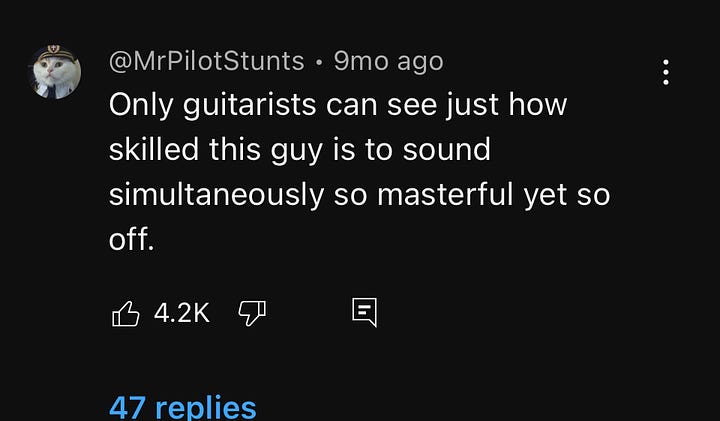 Images of YouTube comments featuring users complaining about musical equipment.