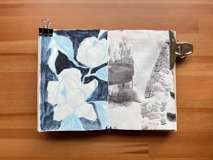 Paintings of magnolia blooms