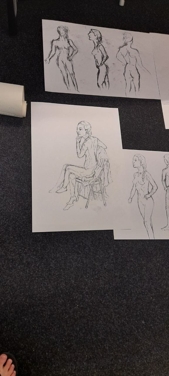 nude female life drawing in wales